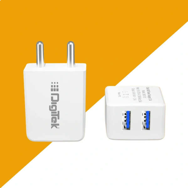 DIGITEK 3.1 Amp Dual Type C Charger with Cable, Fast Charging Adapter, Type C Charging Support, Universal Compatible with Smartphones, White