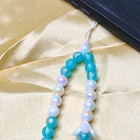 Blue and White Premium Quality Beaded Phone Charm, 2 Flower Charms, Stylish Accessory, Lightweight, Durable