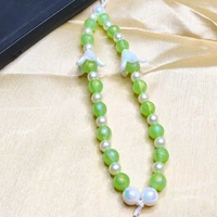 Green and White Premium Quality Beaded Phone Charm, 2 Flower Charms, Stylish Accessory, Lightweight, Durable