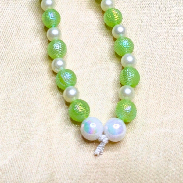 Green and White Premium Quality Beaded Phone Charm, 2 Flower Charms, Stylish Accessory, Lightweight, Durable