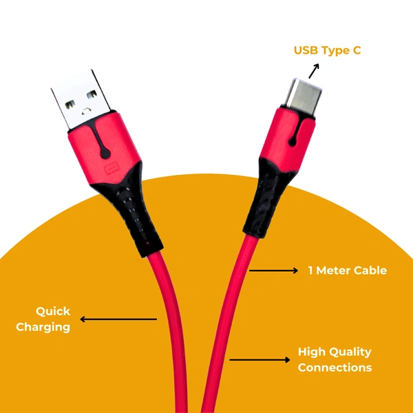 TESSCO 3.1 Amp Fast Charging 1m USB to Type-C Data Cable for Smartphones, Tablets & Other Type-C Devices, Strong & Durable, Faster Charging, GU-347