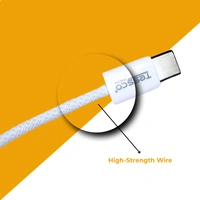 TESSCO 60W PD Fast Charging 1m Type-C to Type-C Data Cable for Smartphones, Tablets & Other Type-C Devices, IP 15 Compatible, Strong & Durable, GU-373, White
