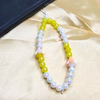 Yellow and White Premium Quality Beaded Phone Charm, 2 Flower Charms, Stylish Accessory, Lightweight, Durable