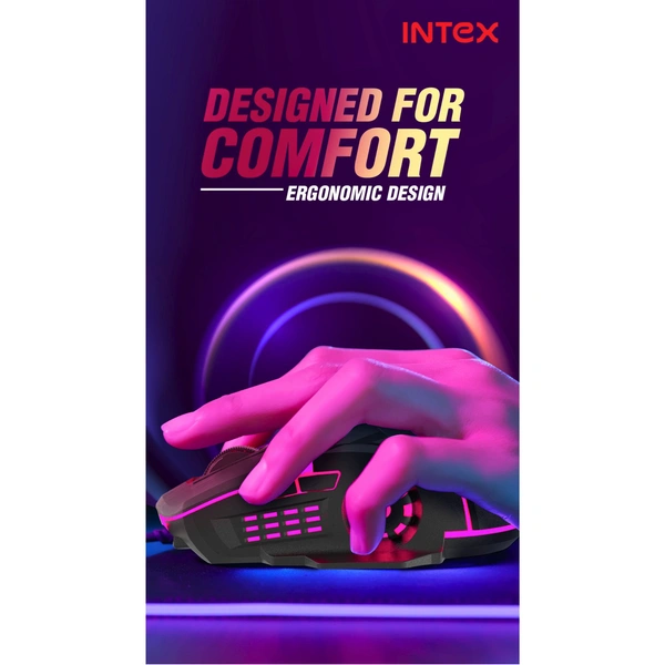 INTEX Nova Wired Gaming Mouse - Multicolor LED, 4 DPI Levels, Plug & Play