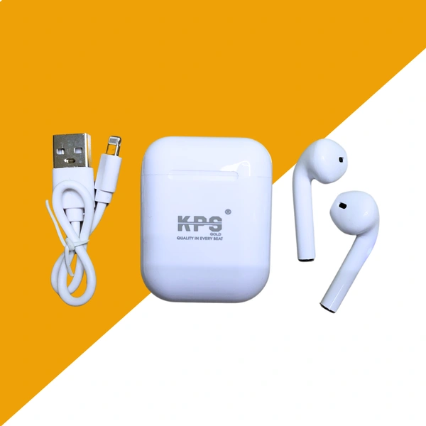 KPS TWS Wireless Headset K-44, 18H Music Time, Bluetooth v5.1, Noise Isolation, Touch Control, Hi-Fi Audio, Fast Charging, 10m Range, Compact Design, White
