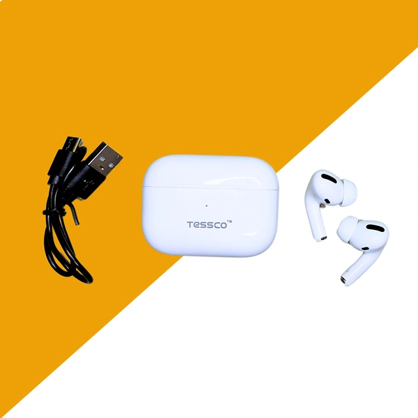TESSCO True Wireless Earbuds IBUD-410, Bluetooth 5.0, 30H Playback, 350mAh Battery, 1.5H Case Charging, Sweat & Water Resistant, Seamless Switching, Touch Controls, 10m Transmission Range, White