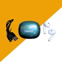 TESSCO True Wireless Earbuds IBUDS-415, Bluetooth 5.3, 10H Playback, 200H Standby, Sweat & Water Resistant, 15m Transmission, Touch Control, Compact Charging Case, 350mAh Battery Capacity, Hex Green
