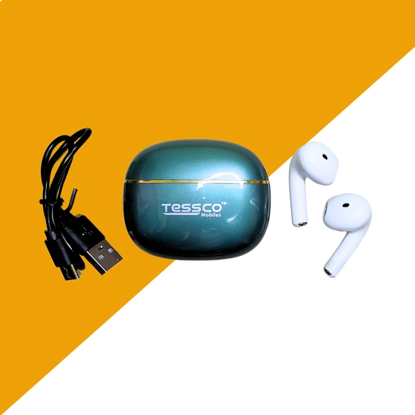 TESSCO True Wireless Earbuds IBUDS-415, Bluetooth 5.3, 10H Playback, 200H Standby, Sweat & Water Resistant, 15m Transmission, Touch Control, Compact Charging Case, 350mAh Battery Capacity, Hex Green