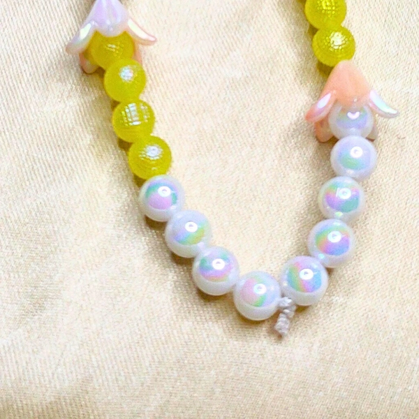 Yellow and White Premium Quality Beaded Phone Charm, 2 Flower Charms, Stylish Accessory, Lightweight, Durable