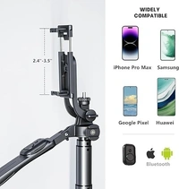 R16S Selfie Stick with Grip Handle and LED | 3-in-1 Tripod, Remote, and Extendable Design for Smartphones