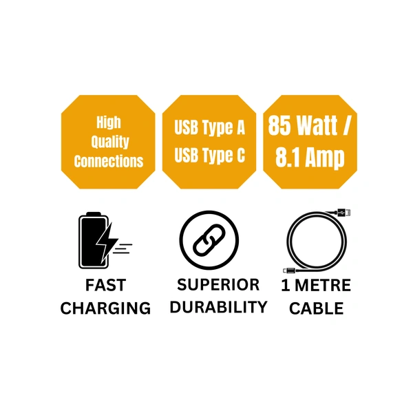 KPS GOLD 85W Super VOOC Fast Travel Charger, 8.1A USB Port, Warp & Dash Charging Compatible, High-Speed Durable Charger, Compatible with Fast Charging Supporting Smartphones, White