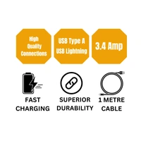  TESSCO 3.4 Amp Fast Charging 1m USB to Lightning Data Cable for iPhones & Other Lightning Devices, Strong & Durable, Faster Charging, GU-374, White