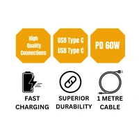 TESSCO 60W PD Fast Charging 1m Type-C to Type-C Data Cable for Smartphones, Tablets & Other Type-C Devices, IP 15 Compatible, Strong & Durable, GU-373, White