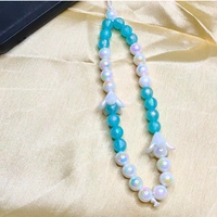 Combo Pack - Blue and White Beaded Phone Charm with Flower Charm & Yellow and White Beaded Phone Charm with Flower Charm, Stylish Accessory, Lightweight, Durable