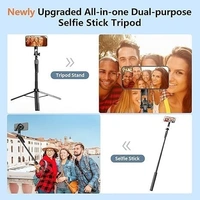 R16S Selfie Stick with Grip Handle and LED | 3-in-1 Tripod, Remote, and Extendable Design for Smartphones