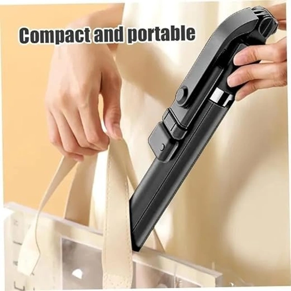 R1S-L 3-in-1 Selfie Stick with Mini LED Fill Light & Tripod | Lightweight, Foldable Aluminium Selfie Stick for Vlogging, Photography & Videography