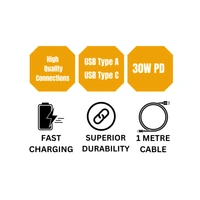 KPS 30W PD Type-C Travel Charger with Quick Charge 3.0,  Dual USB Ports - USB-C & Type C, Fast Charging, Overcharge & Overheating Protection, Compatible with USB-C and PD-Enabled Smartphones and Devices, KP-C202, White