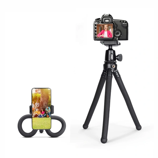 DIGITEK DTR-320 FT Flexible Gorillapod Tripod for Cameras & Mobile Phones | 360° Rotating Ball Head | Supports 3kg Load | Neo-Rubber Octopus Legs | Anti-Slip Design | Carry Bag Included