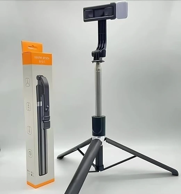 R1S-L 3-in-1 Selfie Stick with Mini LED Fill Light & Tripod | Lightweight, Foldable Aluminium Selfie Stick for Vlogging, Photography & Videography