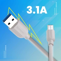 ZEBRONICS 3.1 Amp Fast Charging Type C Data Cable For Smartphones, Tablets & Other Type C Devices, Strong & Durable, ZEB-TU300C, White