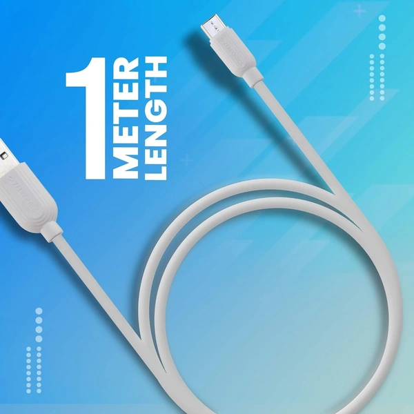 ZEBRONICS 3.1 Amp Fast Charging Type C Data Cable For Smartphones, Tablets & Other Type C Devices, Strong & Durable, ZEB-TU300C, White