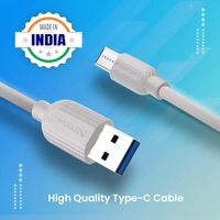 ZEBRONICS 3.1 Amp Fast Charging Type C Data Cable For Smartphones, Tablets & Other Type C Devices, Strong & Durable, ZEB-TU300C, White