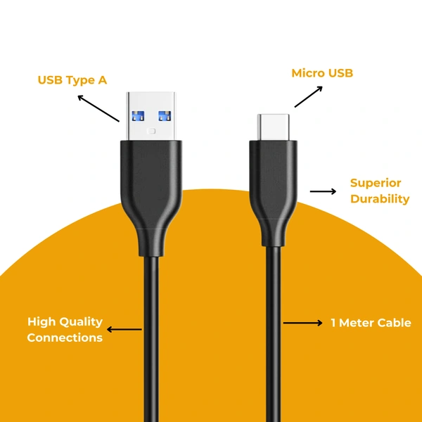 DIGITEK 3 Amp Fast Charging 1m Micro USB Data Cable for Smartphones, Tablets  & Other Micro USB Devices, Strong & Durable, Fast Charging & Sync, DC 1M MU, Black