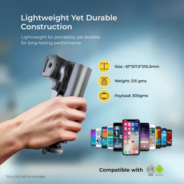 DIGITEK DSG-001 Single Axis Foldable Tripod Gimbal Stabilizer with Wireless Remote & Detachable Fill Light