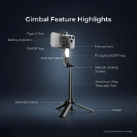 DIGITEK DSG-001 Single Axis Foldable Tripod Gimbal Stabilizer with Wireless Remote & Detachable Fill Light