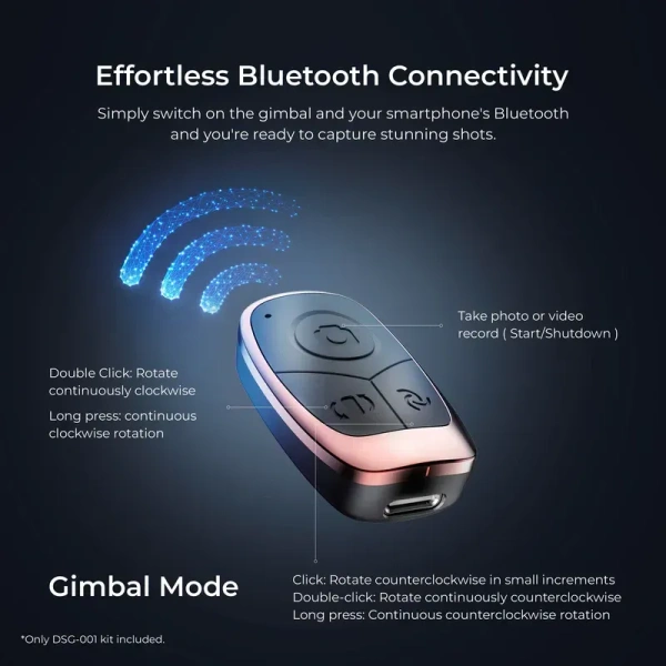 DIGITEK DSG-001 Single Axis Foldable Tripod Gimbal Stabilizer with Wireless Remote & Detachable Fill Light