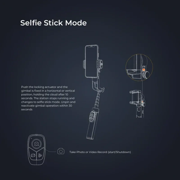 DIGITEK DSG-001 Single Axis Foldable Tripod Gimbal Stabilizer with Wireless Remote & Detachable Fill Light