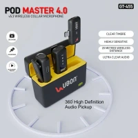 UBON GT-455 Podcast Series Wireless Collar Microphone – 30 Hours Playtime, 360° Audio Pickup, Intelligent Noise Reduction, Type C Connector