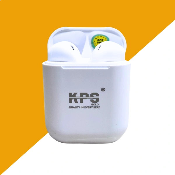 KPS TWS Wireless Headset K-44, 18H Music Time, Bluetooth v5.1, Noise Isolation, Touch Control, Hi-Fi Audio, Fast Charging, 10m Range, Compact Design, White