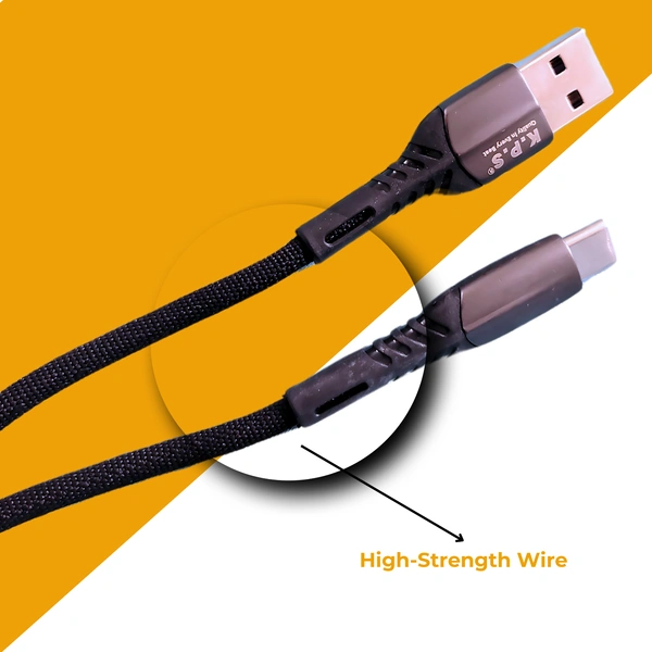KPS 4.1 Amp Quick Charging 1m Type C Data Cable for Smartphones, Tablets & Other Type C Devices, Durable Design, Compatible with USB 2.0, KP-514, Black