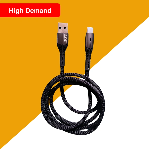KPS 4.1 Amp Quick Charging 1m Type C Data Cable for Smartphones, Tablets & Other Type C Devices, Durable Design, Compatible with USB 2.0, KP-514, Black
