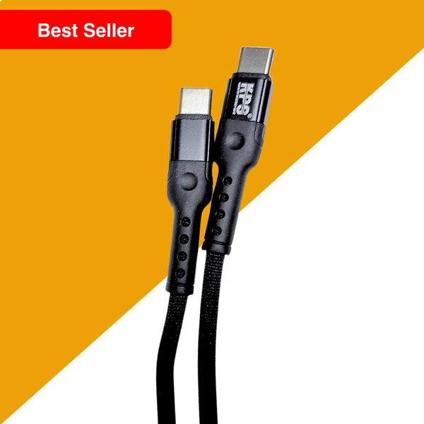 KPS 18W PD Fast Charging 1m Type-C to Type-C Data Cable for Smartphones, Tablets & Other Type-C Devices, Strong & Durable, KP-521, Black