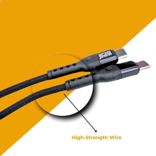 KPS 18W PD Fast Charging 1m Type-C to Type-C Data Cable for Smartphones, Tablets & Other Type-C Devices, Strong & Durable, KP-521, Black