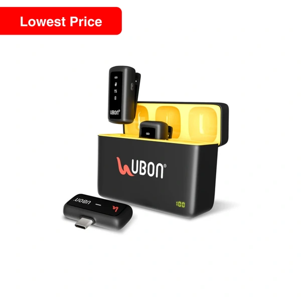 UBON GT-455 Podcast Series Wireless Collar Microphone – 30 Hours Playtime, 360° Audio Pickup, Intelligent Noise Reduction, Type C Connector