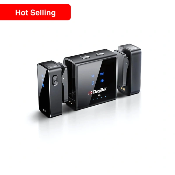 DIGITEK® DWM-117 2-in-1 Wireless Microphone | 70m Range, Noise Cancellation, 360° Sound Capture, 6-Hour Battery, C-to-C & C-to-LTC, for Smartphones & DSLR, Ideal for Vlogging & Video Shoots