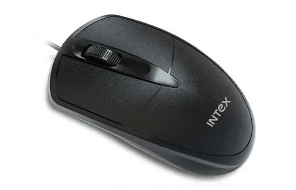 INTEX Eco-6 Plus USB Wired Mouse – Ergonomic, High-Precision Optical Mouse with 1000 DPI, Black