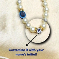 Customized Evil Eye Beaded Phone Charm, Off-White and Golden Beads, 3 Evil Eye Charms, Unique Accessory, Lightweight, Durable