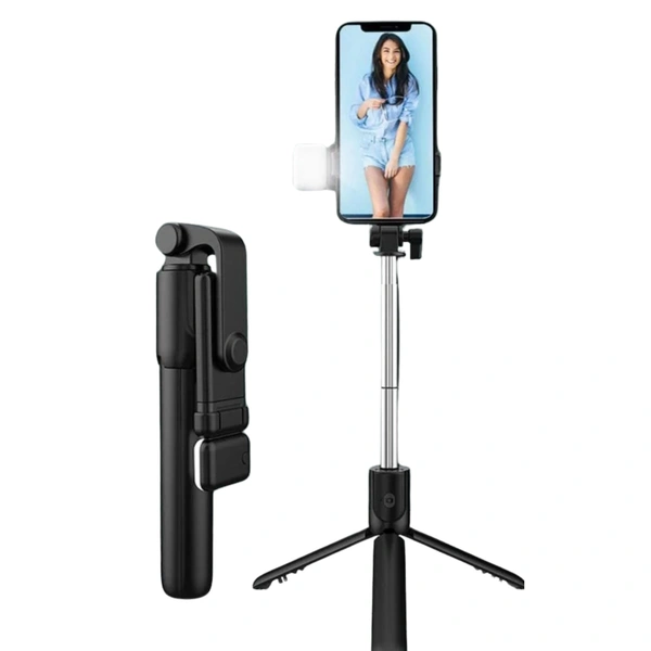R16S Selfie Stick with Grip Handle and LED | 3-in-1 Tripod, Remote, and Extendable Design for Smartphones