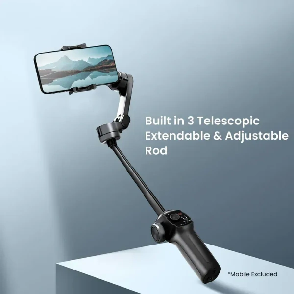 DIGITEK DSG-009F 3-Axis Foldable Smartphone Gimbal with Built-in Extendable Telescopic Rod | Stabilizer for Smooth Video Recording