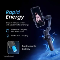 DIGITEK DSG-009F 3-Axis Foldable Smartphone Gimbal with Built-in Extendable Telescopic Rod | Stabilizer for Smooth Video Recording