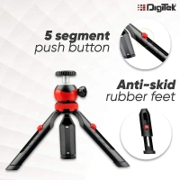 DIGITEK® DTR-200MT Flexible & Portable Mini Tripod with Smartphone Holder, 360° Ball Head, 1kg Load Capacity, Non-Skid Rubber Feet, Compatible with Smartphones, GoPro, Compact Cameras