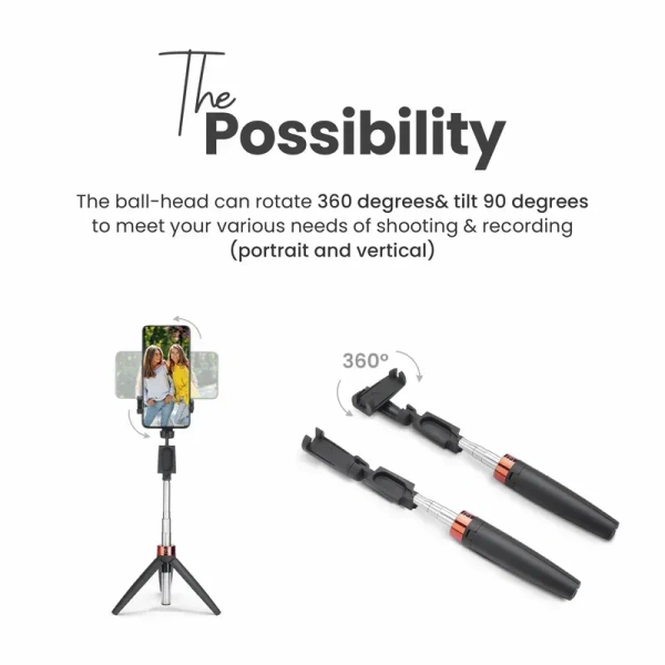 DIGITEK® DTR-210SS Portable Selfie Stick & Tripod with Wireless Remote | 68cm Extendable | 3-Leg Stable Base | 360° Rotation | Rubberized Feet | 1 Kg Load Capacity | Compatible with Smartphones, GoPro & Compact Cameras