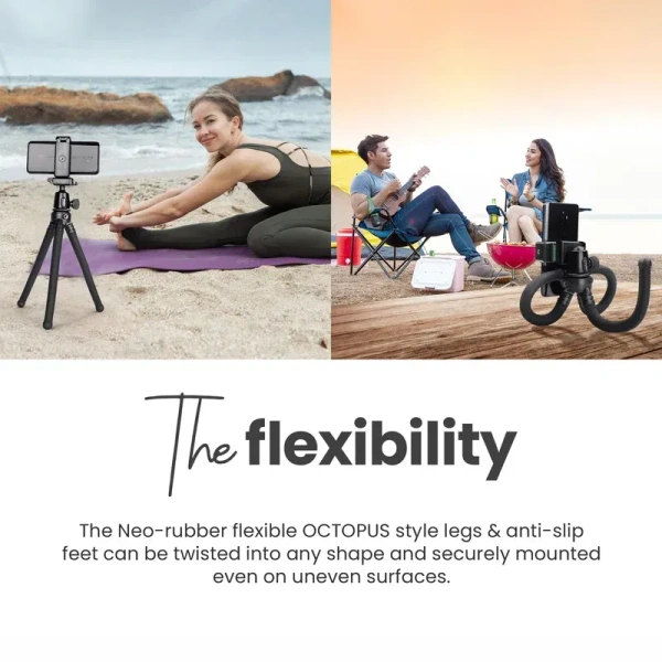 DIGITEK DTR-320 FT Flexible Gorillapod Tripod for Cameras & Mobile Phones | 360° Rotating Ball Head | Supports 3kg Load | Neo-Rubber Octopus Legs | Anti-Slip Design | Carry Bag Included