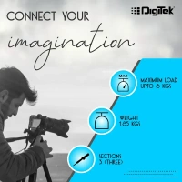 DIGITEK DTR590 VD PRO Tripod for DSLR & Video Cameras, 5.90 Feet Height, 6 Kg Load Capacity, 2-Way Adjustable Head