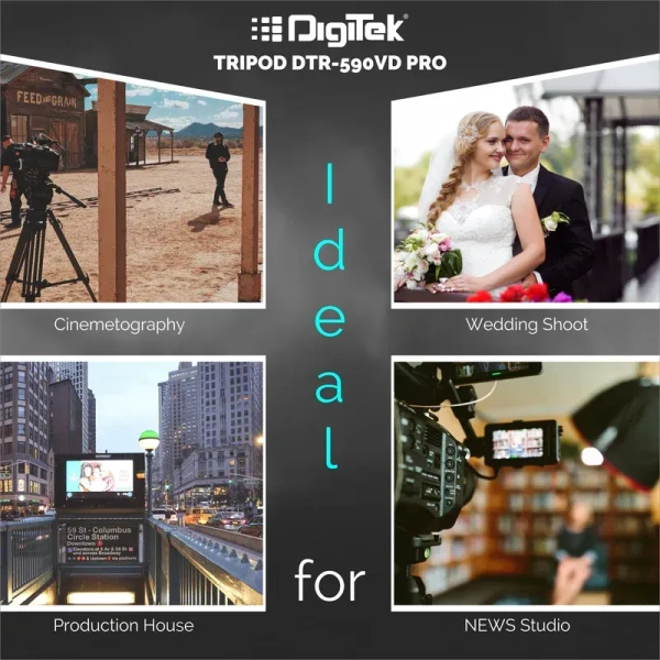 DIGITEK DTR590 VD PRO Tripod for DSLR & Video Cameras, 5.90 Feet Height, 6 Kg Load Capacity, 2-Way Adjustable Head