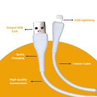  TESSCO 3.4 Amp Fast Charging 1m USB to Lightning Data Cable for iPhones & Other Lightning Devices, Strong & Durable, Faster Charging, GU-374, White